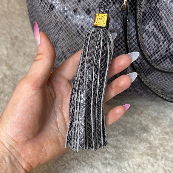 Tory Burch Thea Gray Snake Embossed Tote - Picture 3 of 16